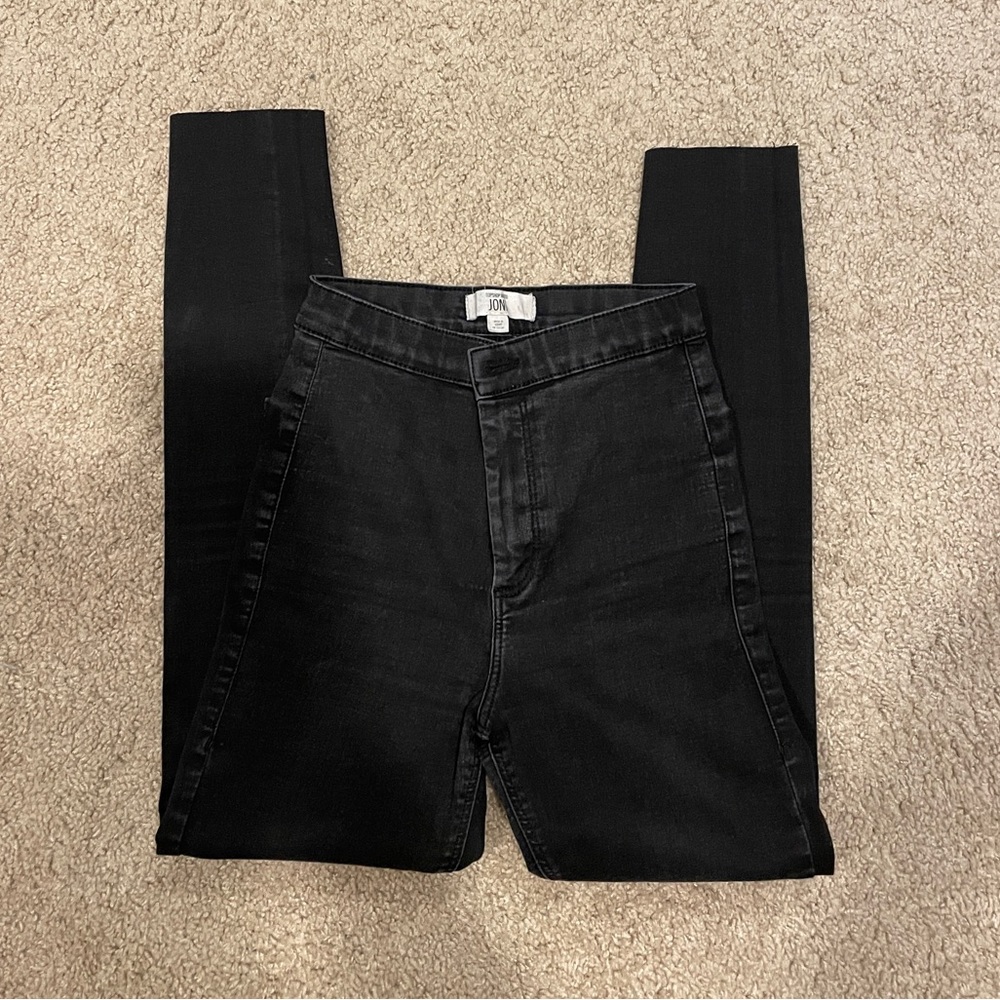 Black Topshop Joni Womens Ladies Jeans High Waisted Jegging